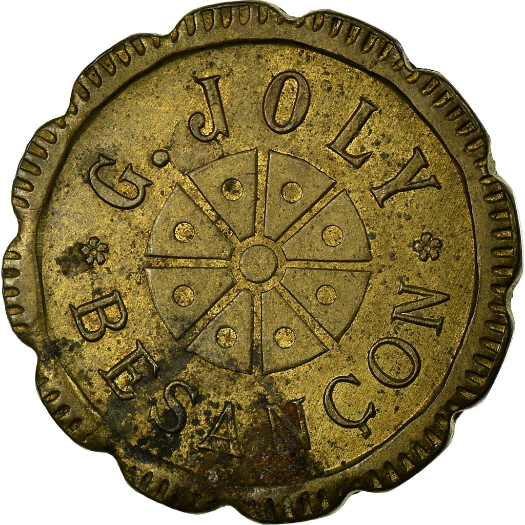 Coin, France, G. Joly, Besançon, 50 Centimes, AU(50-53), Brass