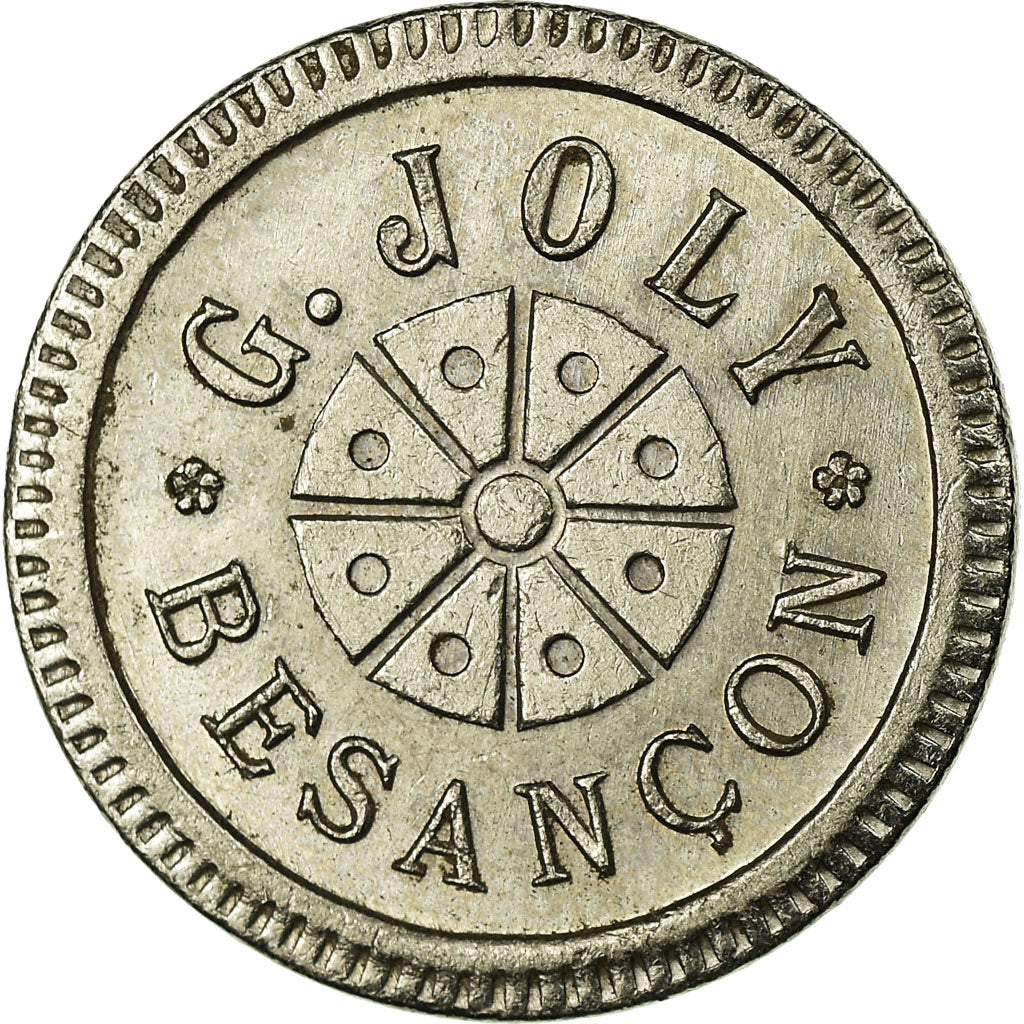 Coin, France, G. Joly, Besançon, 75 Centimes, MS(60-62), Nickel plated brass
