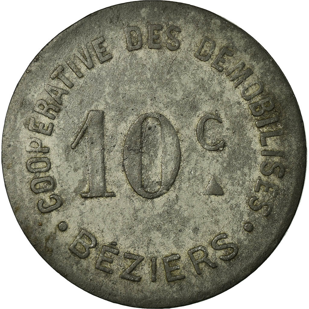 Coin, France, Coopérative des Démobilisés, Béziers, 10 Centimes, EF(40-45)