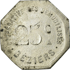 Coin, France, Coopérative des Démobilisés, Béziers, 25 Centimes, EF(40-45)