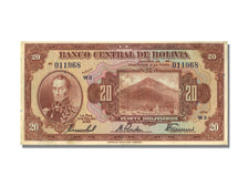 Bolivia, 20 Bolivianos, 1928, KM #122a, 1928-07-20, AU(50-53), W3