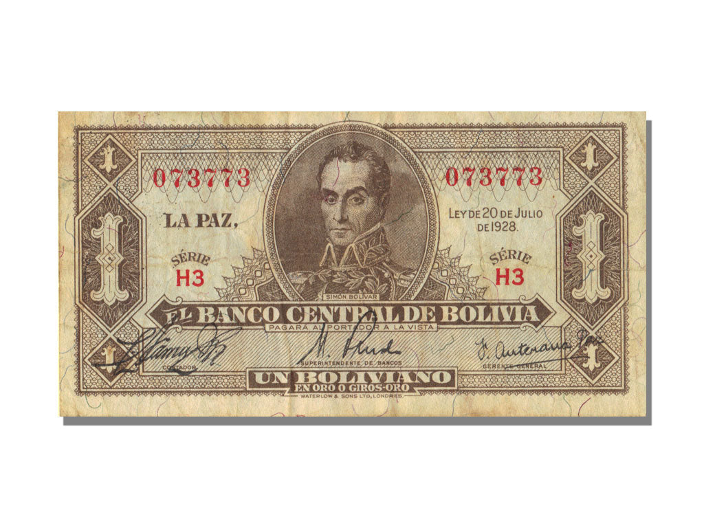 Bolivia, 1 Boliviano, 1928, 1928-07-20, EF(40-45)