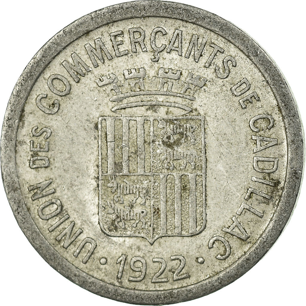 Moneta, Francja, Union des Commerçants, Cadillac, 5 Centimes, 1922, AU(50-53)