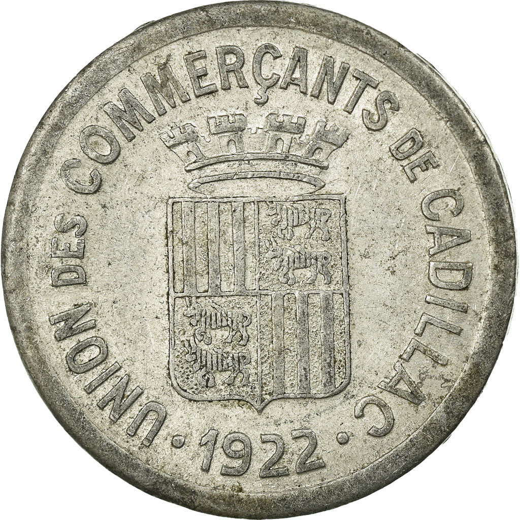 Moneda, Francia, Union des Commerçants, Cadillac, 10 Centimes, 1922, MBC+