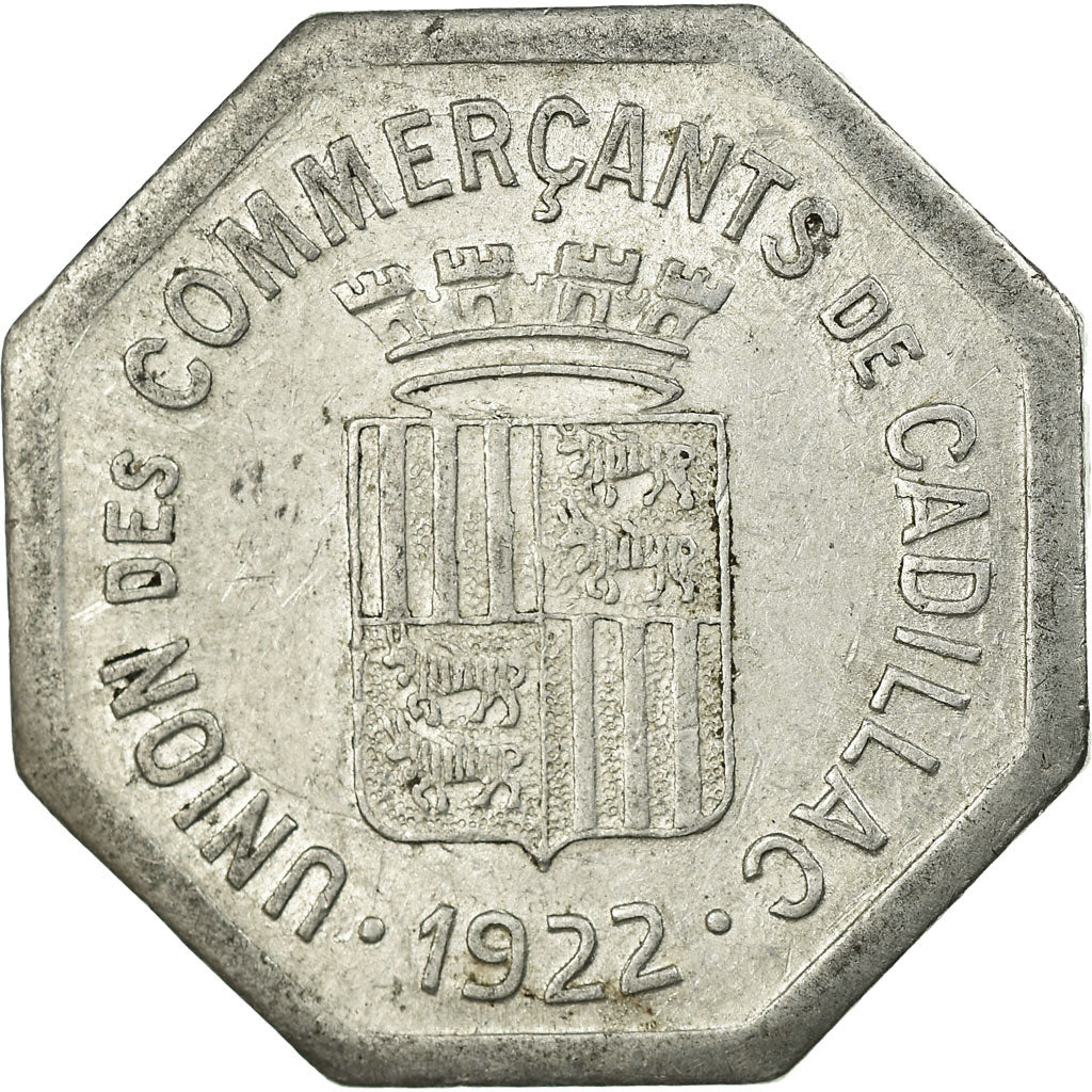 Moneta, Francja, Union des Commerçants, Cadillac, 25 Centimes, 1922, AU(50-53)