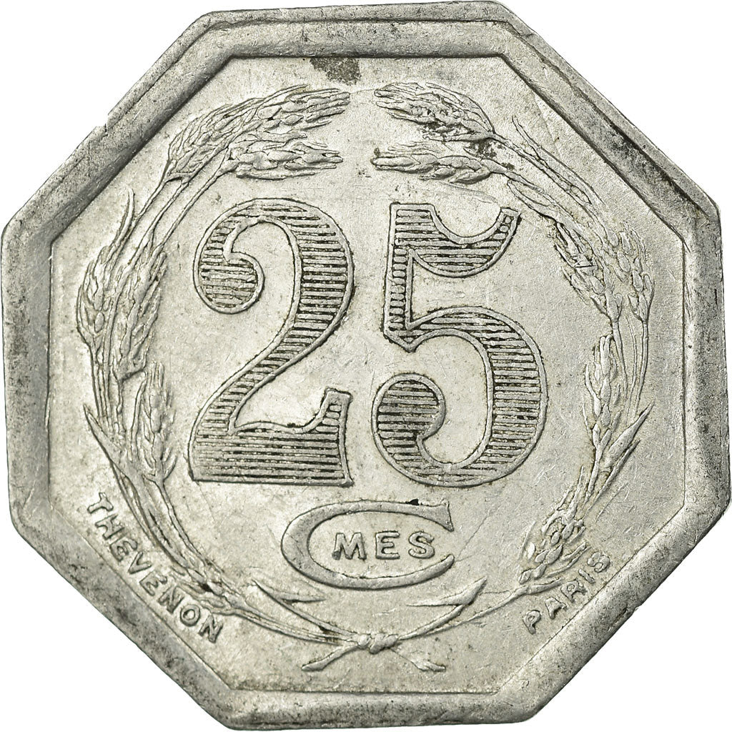 Moneta, Francja, Union des Commerçants, Cadillac, 25 Centimes, 1922, AU(50-53)