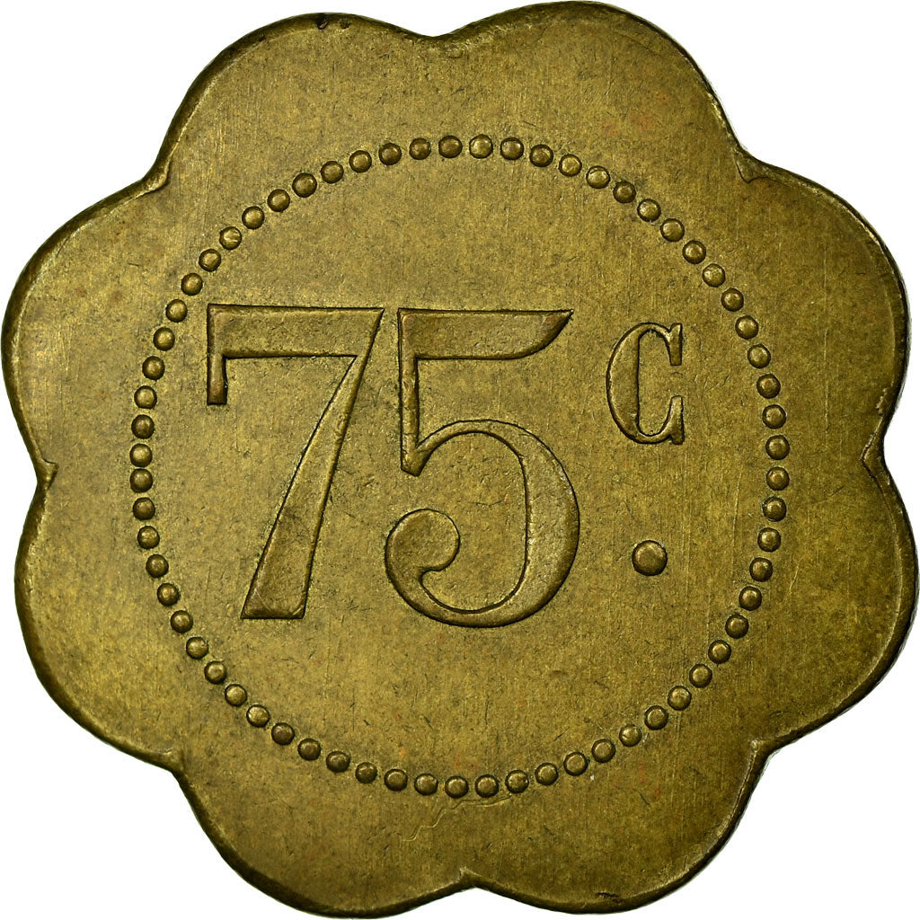 Moneda, Francia, Brasserie du Casino, Cannes, 75 Centimes, EBC, Latón