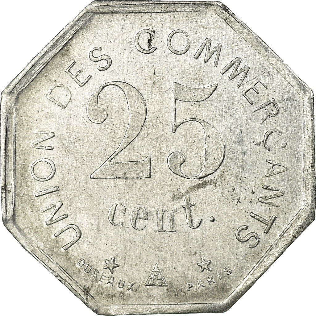 Coin, France, Union des Commerçants, Carcassonne, 25 Centimes, 1917, AU(50-53)