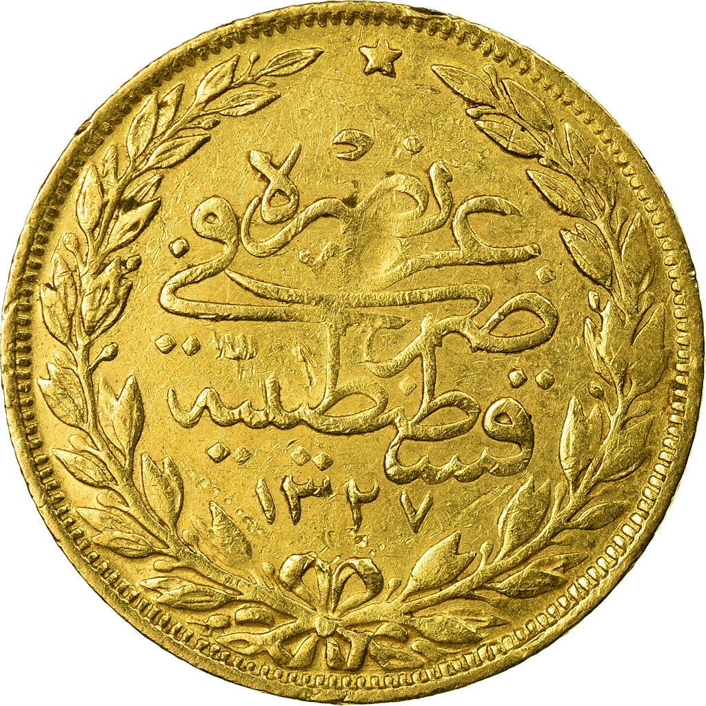 Monnaie, Turquie, Muhammad V, 100 Kurush, 1911/AH1327, Qustantiniyah, TTB, Or