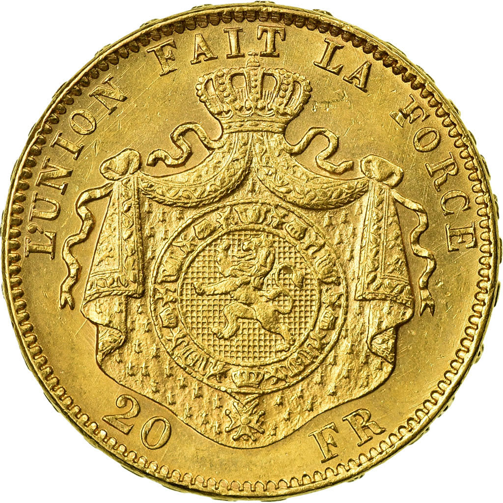 Coin, Belgium, Leopold II, 20 Francs, 20 Frank, 1882, MS(63), Gold, KM:37