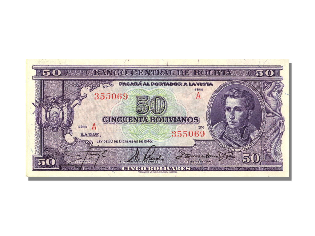 Bolivia, 50 Bolivianos, 1945, KM:141, 1945-12-20, FDS