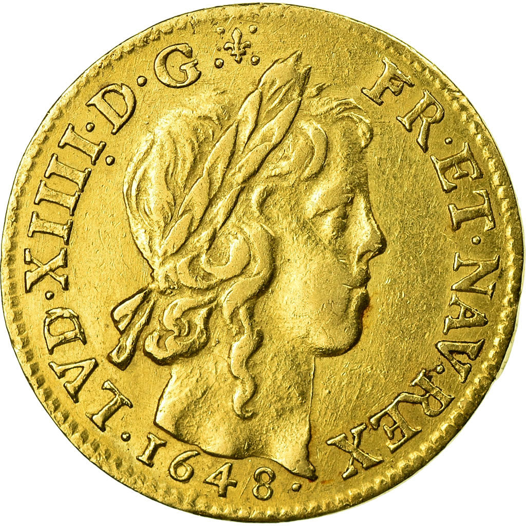 Moneta, Francja, Louis XIV, Louis d'or à la mèche longue, 1648, Paris