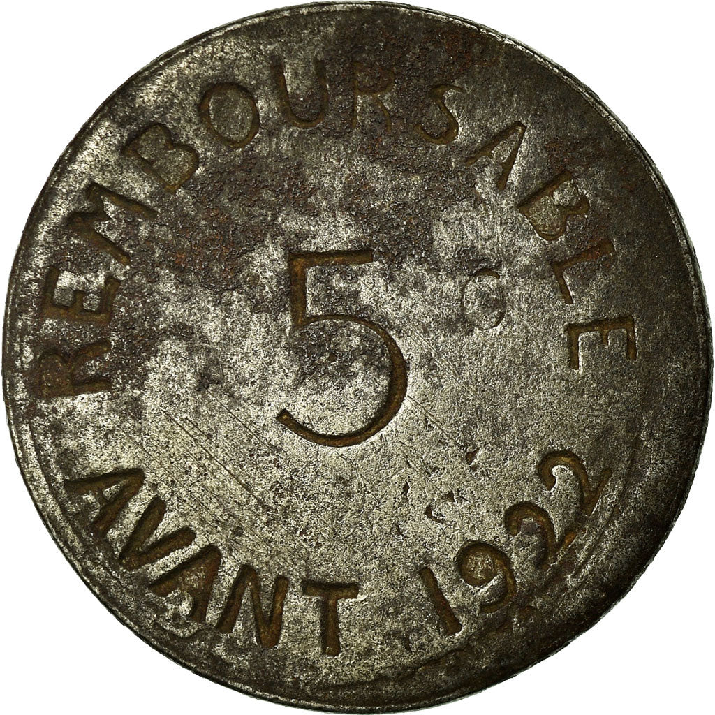 Coin, France, Chambre de Commerce, Bayonne, 5 Centimes, 1917, VF(30-35), Iron