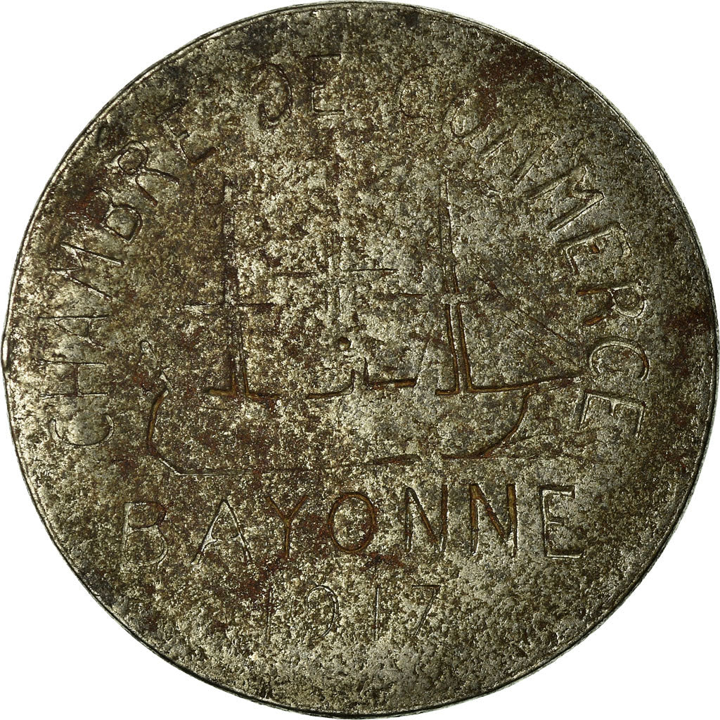 Munten, Frankrijk, Chambre de Commerce, Bayonne, 10 Centimes, 1917, FR+, Iron