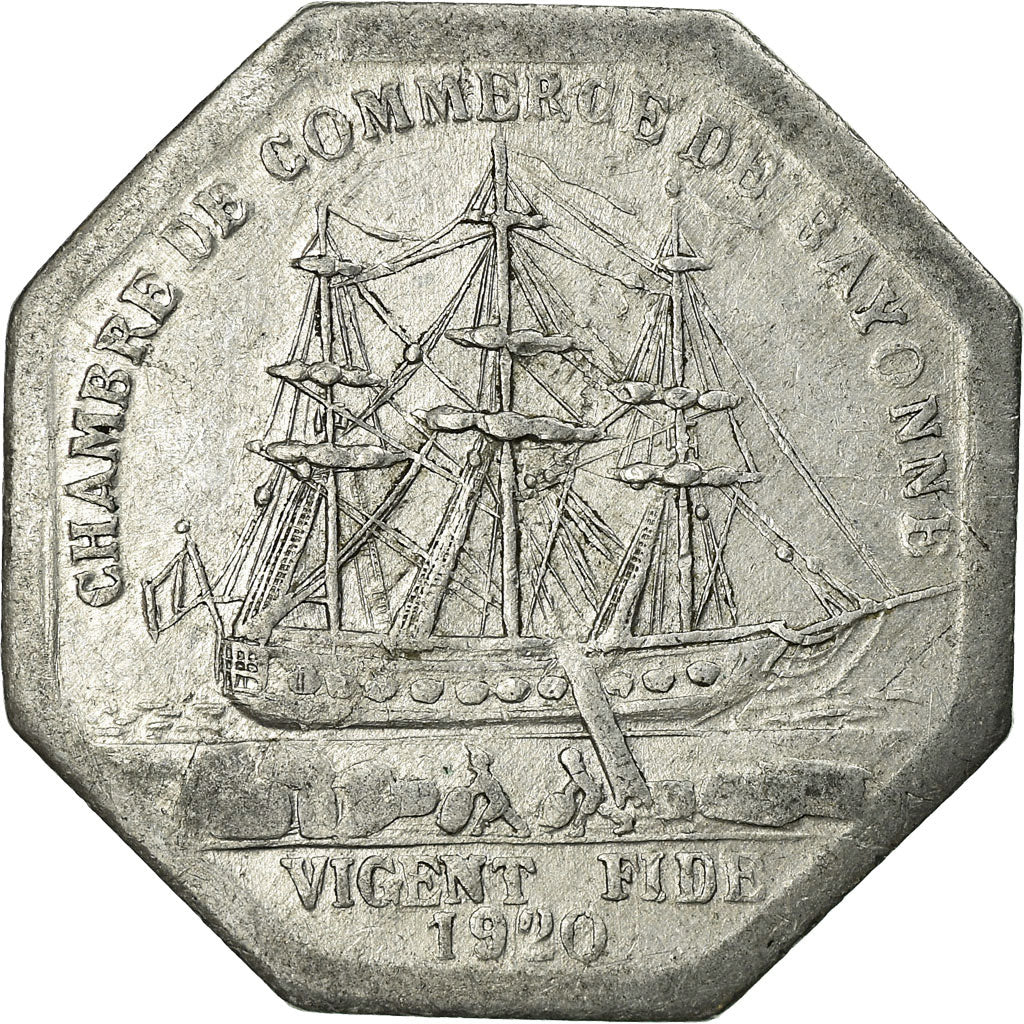 Coin, France, Chambre de Commerce, Bayonne, 50 Centimes, 1920, EF(40-45)