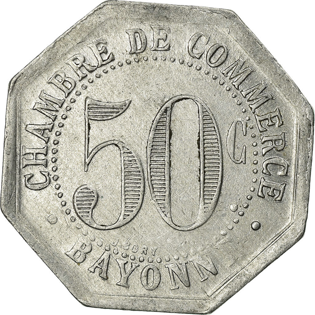 Coin, France, Chambre de Commerce, Bayonne, 50 Centimes, 1920, EF(40-45)