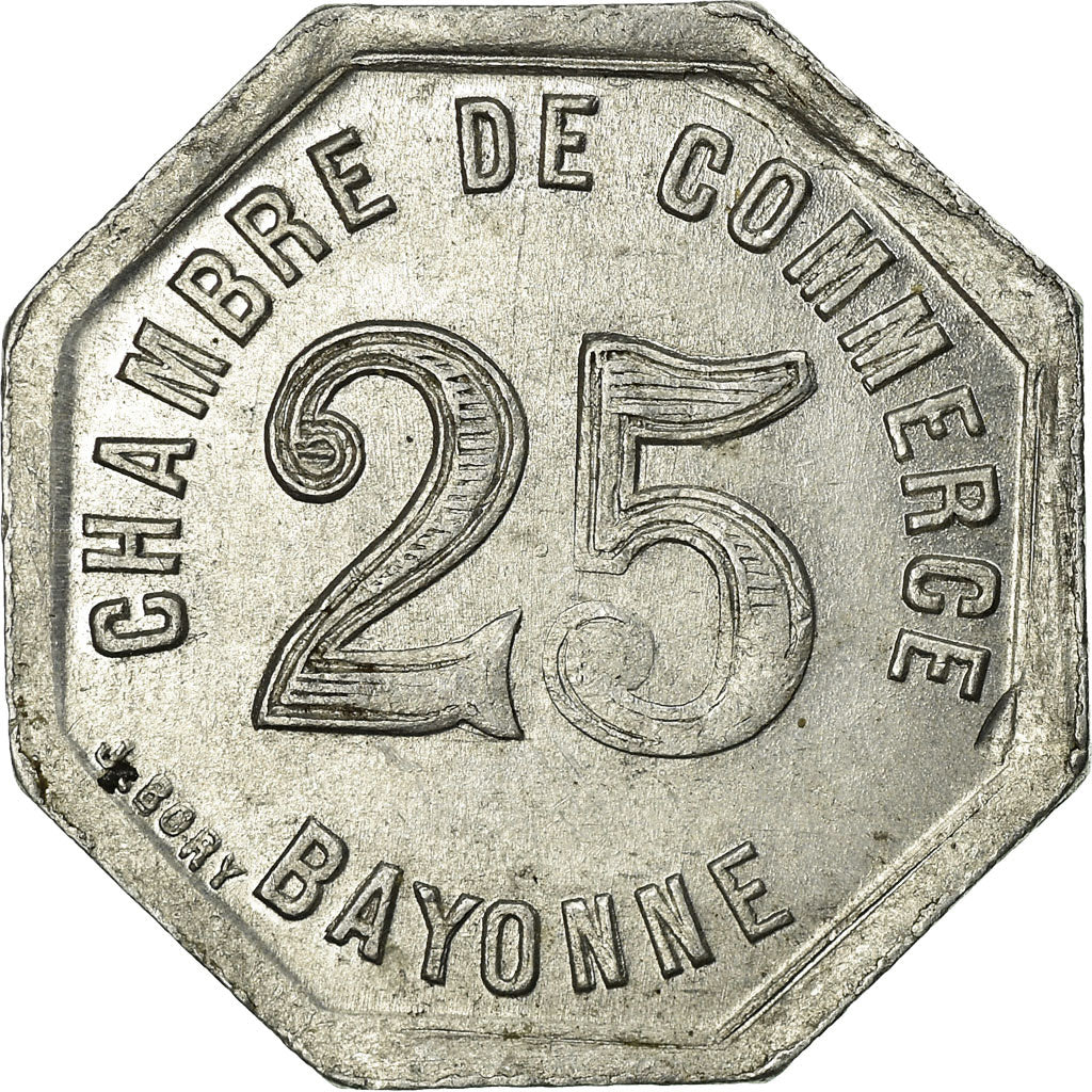 Coin, France, Chambre de Commerce, Bayonne, 25 Centimes, 1920, AU(55-58)
