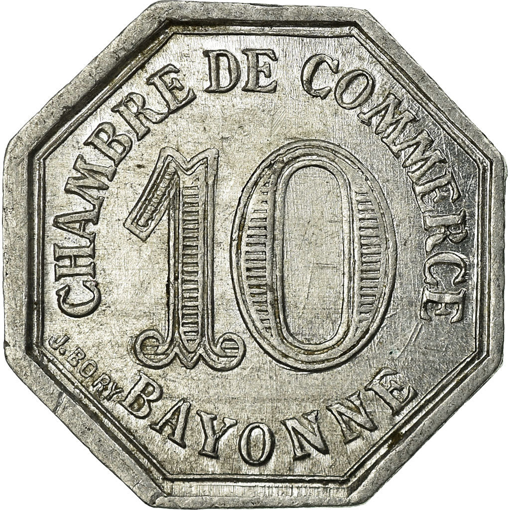Coin, France, Chambre de Commerce, Bayonne, 10 Centimes, 1920, AU(55-58)