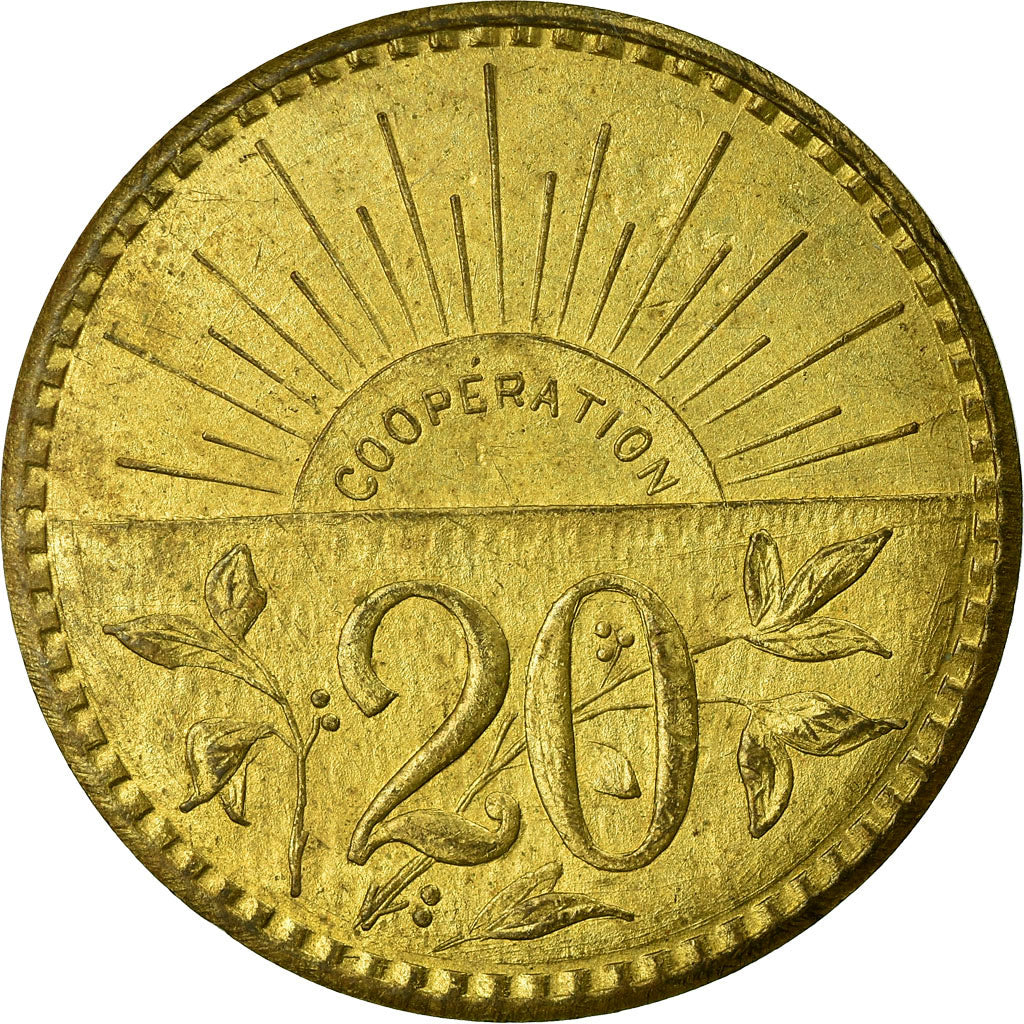 Coin, France, Coopérative Alimentaire, Beaucourt, 20 Centimes, AU(55-58)