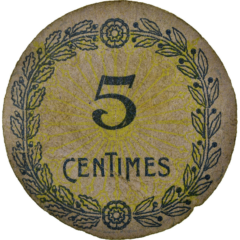 Coin, France, Imprimerie J. LION, Cysoing, 5 Centimes, AU(50-53), Cardboard