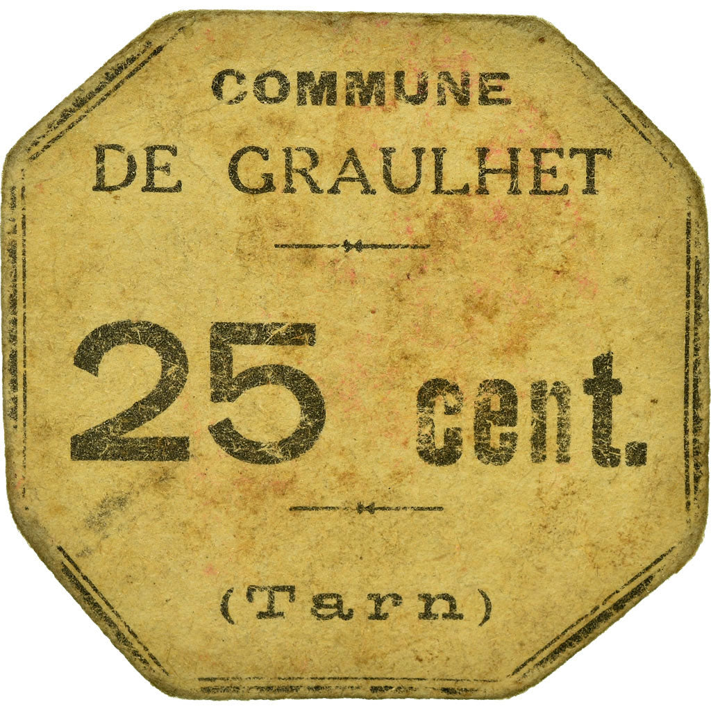Coin, France, Commune de Graulhet, Graulhet, 25 Centimes, EF(40-45), Cardboard