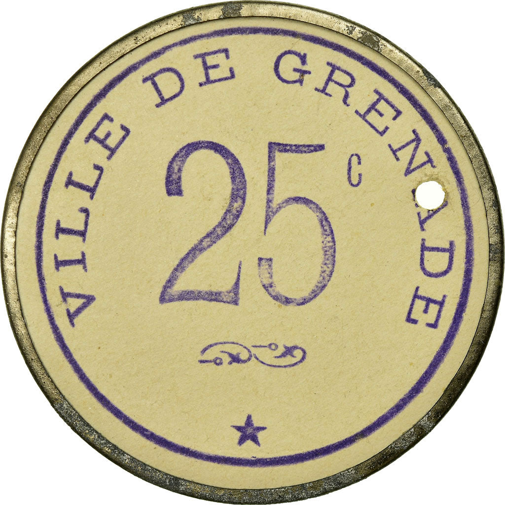 Monnaie, France, Union des Commerçants, Grenade, 25 Centimes, SUP, Carton