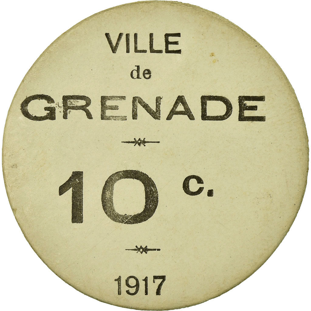 Coin, France, Union des Commerçants, Grenade, 10 Centimes, 1917, AU(55-58)