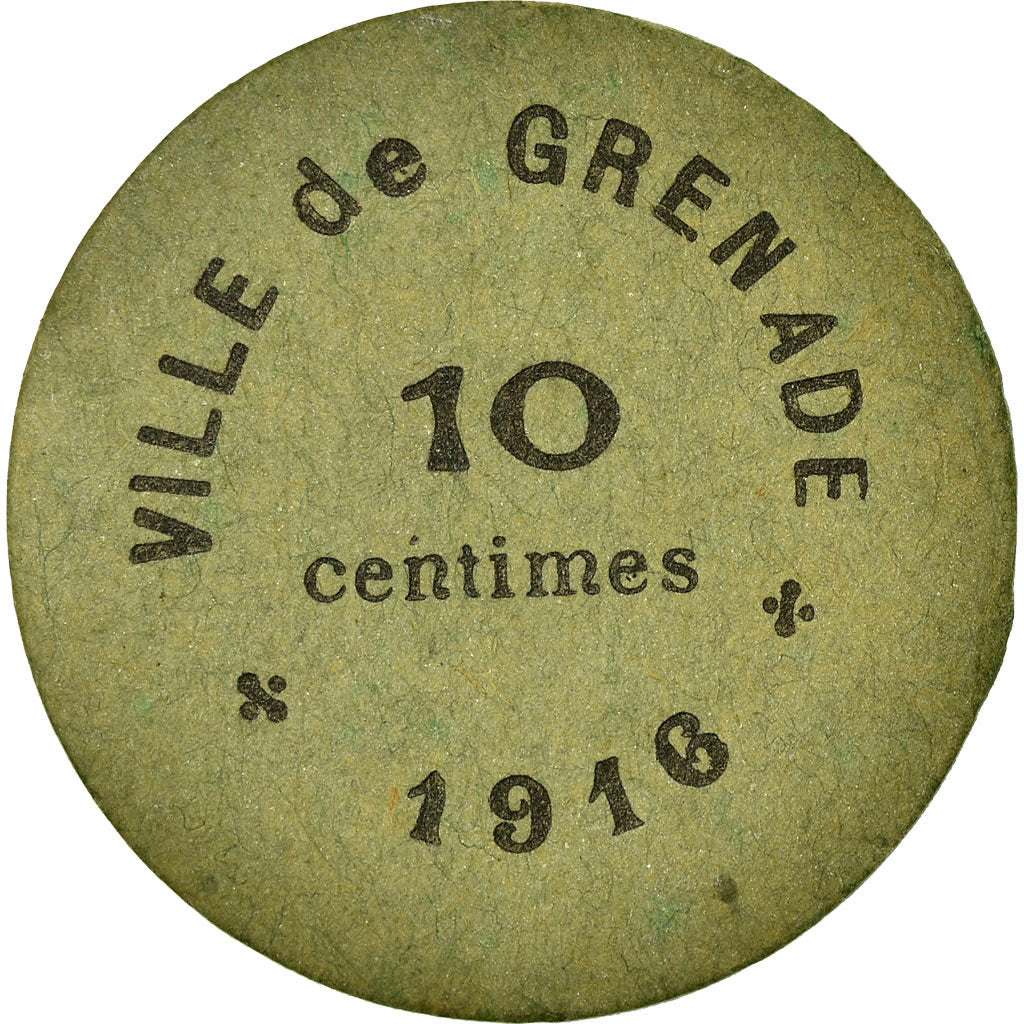 Coin, France, Union des Commerçants, Grenade, 10 Centimes, 1916, AU(55-58)