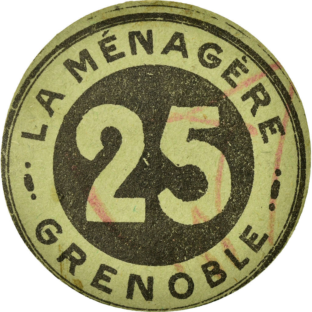 Coin, France, La Ménagère, Grenoble, 25 Centimes, AU(55-58), Cardboard