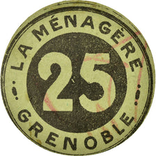 Coin, France, La Ménagère, Grenoble, 25 Centimes, AU(55-58), Cardboard