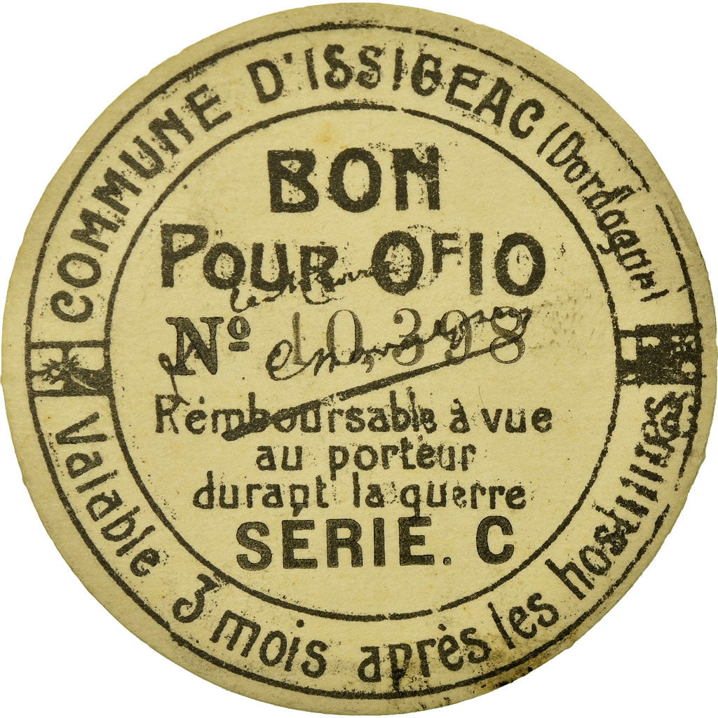Monnaie, France, Commune d'Issigeac, Issigeac, 0.10 Franc, SUP, Carton