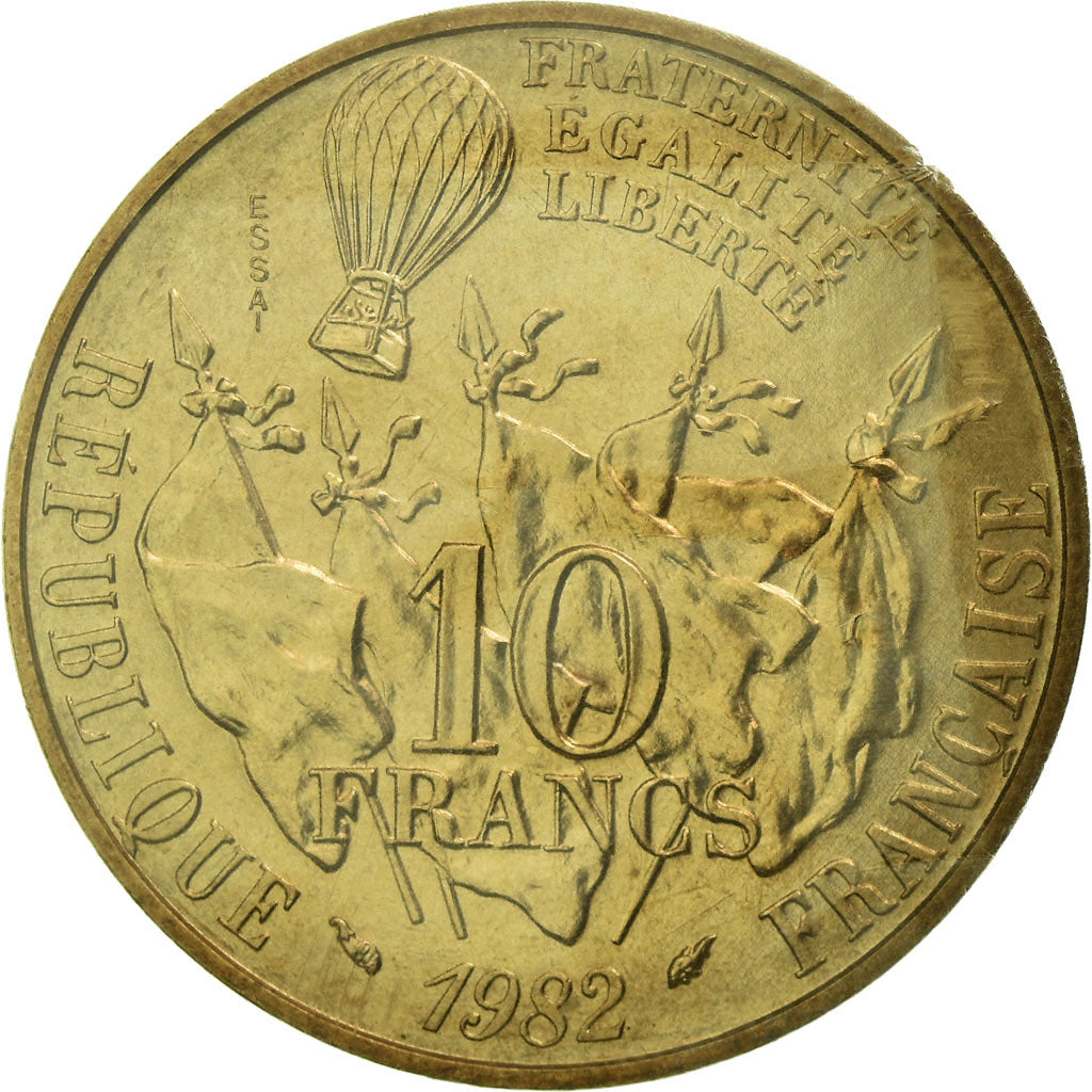 Coin, France, Gambetta, 10 Francs, 1982, ESSAI, MS(65-70), Copper-nickel