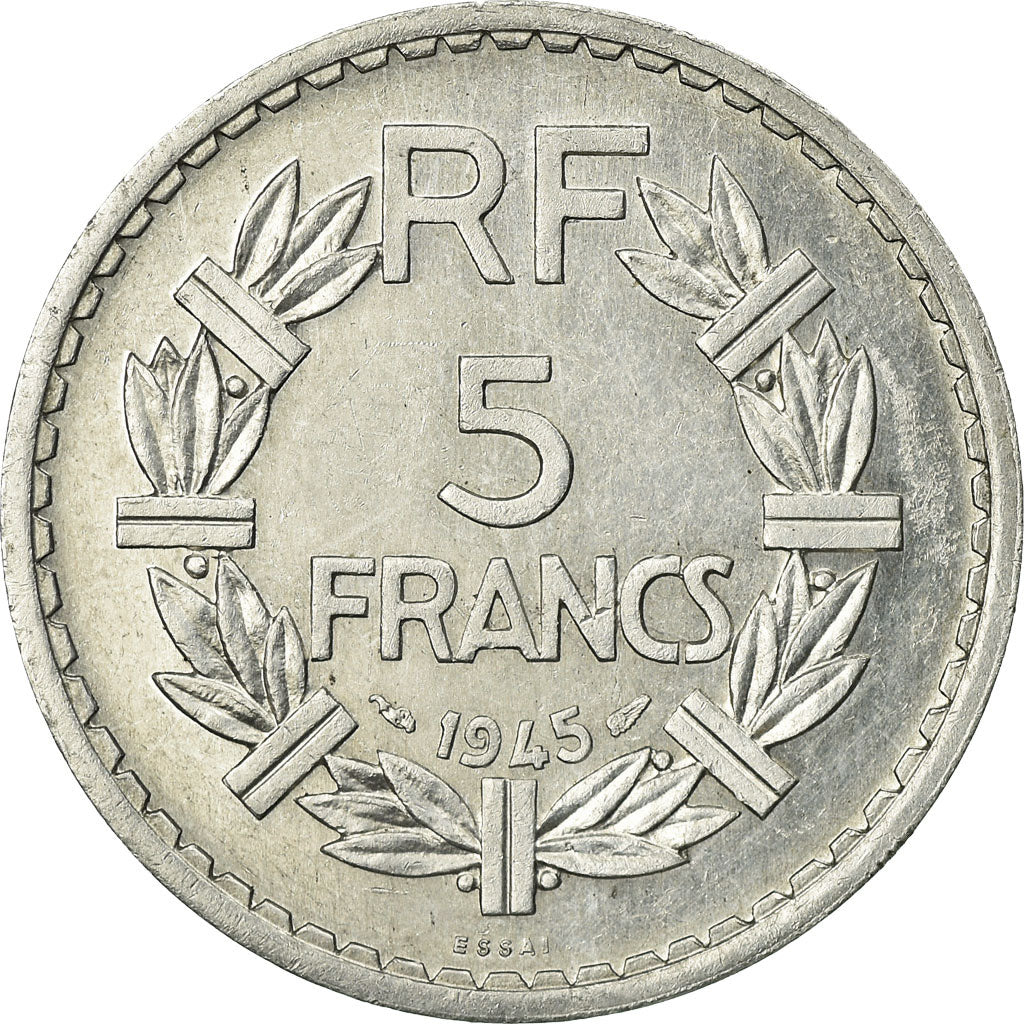 Moneta, Francia, Lavrillier, 5 Francs, 1945, ESSAI, SPL, Alluminio, KM:E89