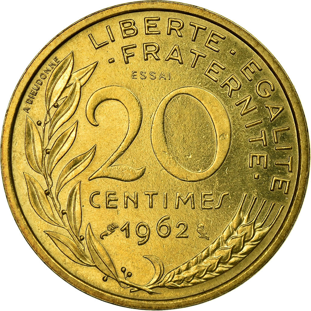 Coin, France, Marianne, 20 Centimes, 1962, Paris, ESSAI, MS(63)