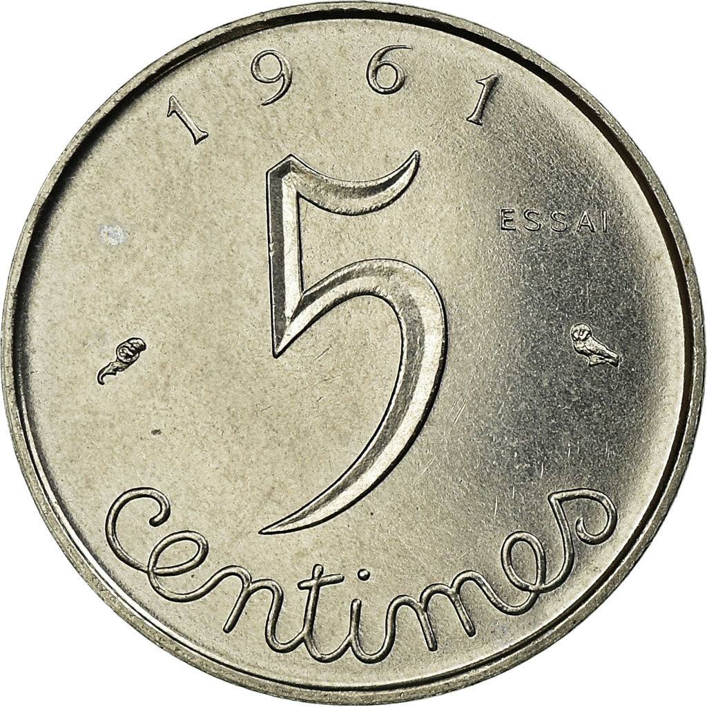 Coin, France, Épi, 5 Centimes, 1961, Paris, ESSAI, MS(65-70), Chrome-Steel