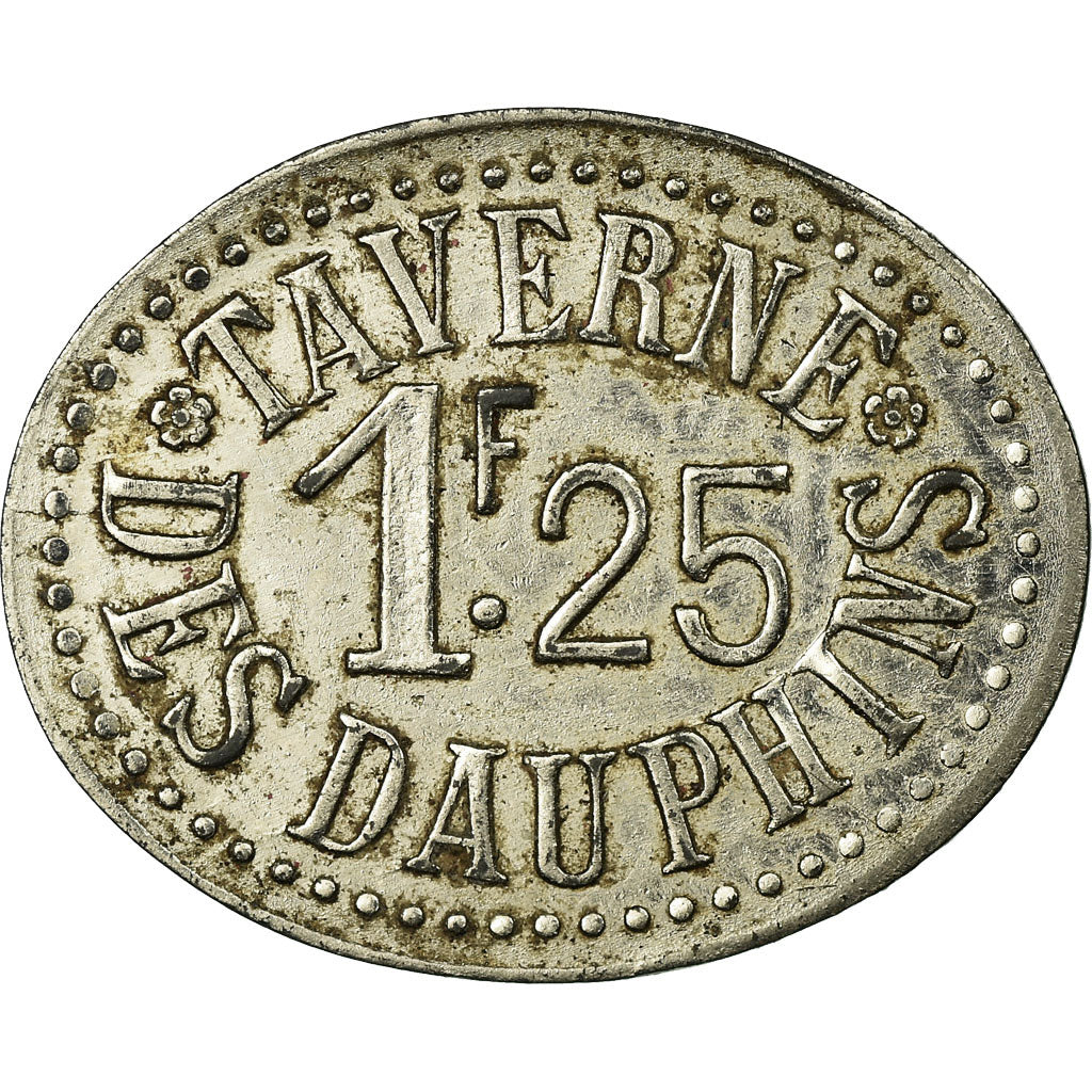 Moneta, Francia, Taverne des Dauphins, Grenoble, 1.25 Franc, BB+, Nickel plated