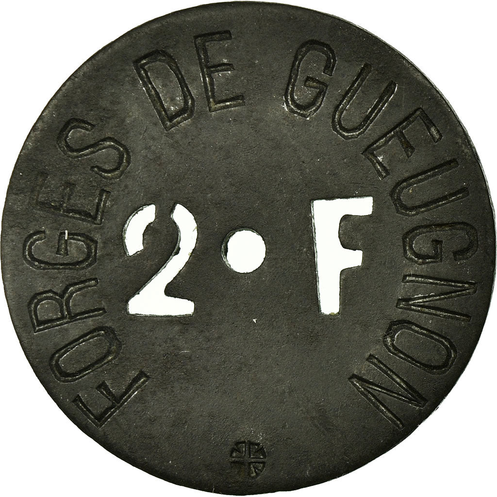 Coin, France, Forges de Gueugnon, Gueugnon, 2 Francs, AU(50-53), Zinc