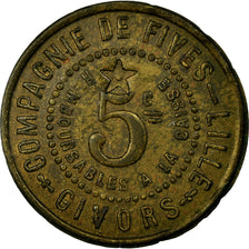 Monnaie, France, Compagnie de Fives-Lille, Givors, 5 Centimes, SUP, Laiton