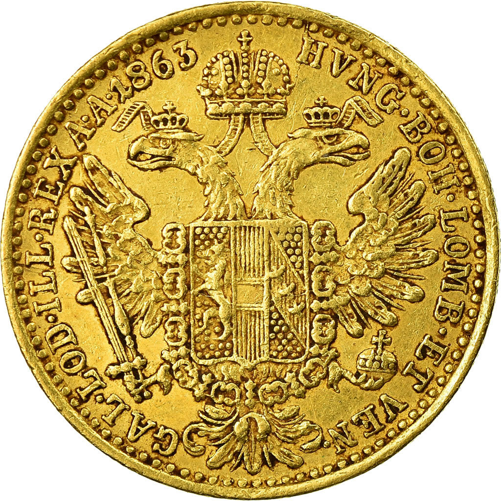 Moneda, Austria, Franz Joseph I, Ducat, 1863, Vienna, MBC, Oro, KM:2264