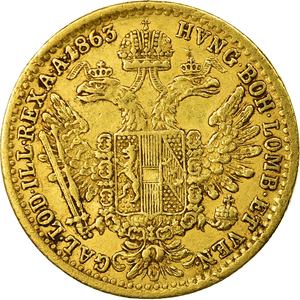 Coin, Austria, Franz Joseph I, Ducat, 1863, Kremnitz, EF(40-45), Gold, KM:2264
