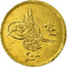 Moneda, Egipto, Abdul Aziz, 25 Qirsh, 1868/AH1277, Misr, EBC, Oro, KM:261