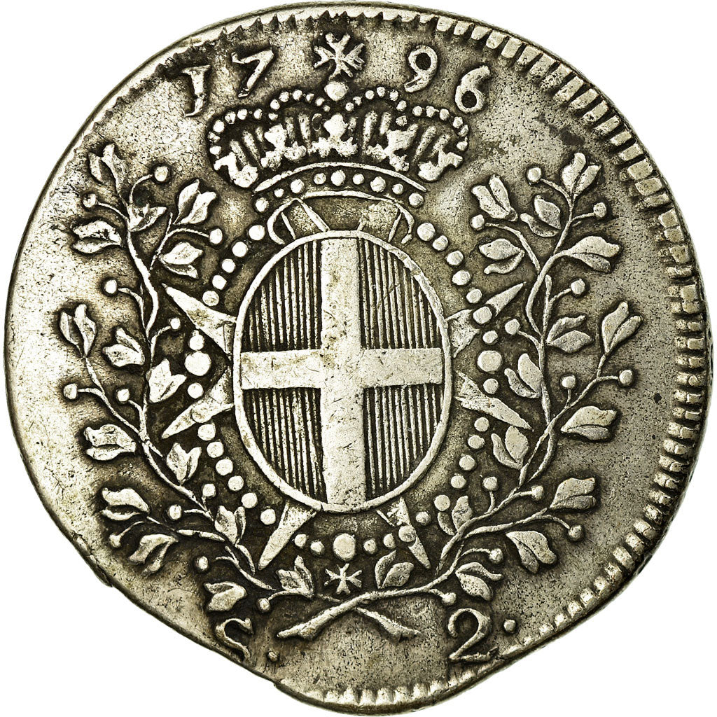 Coin, MALTA, ORDER OF, Emmanuel de Rohan, 2 Scudi, 1796, EF(40-45), Silver