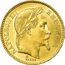 Moneda, Francia, Napoleon III, 20 Francs, 1865, Strasbourg, EBC, Oro, KM:801.2