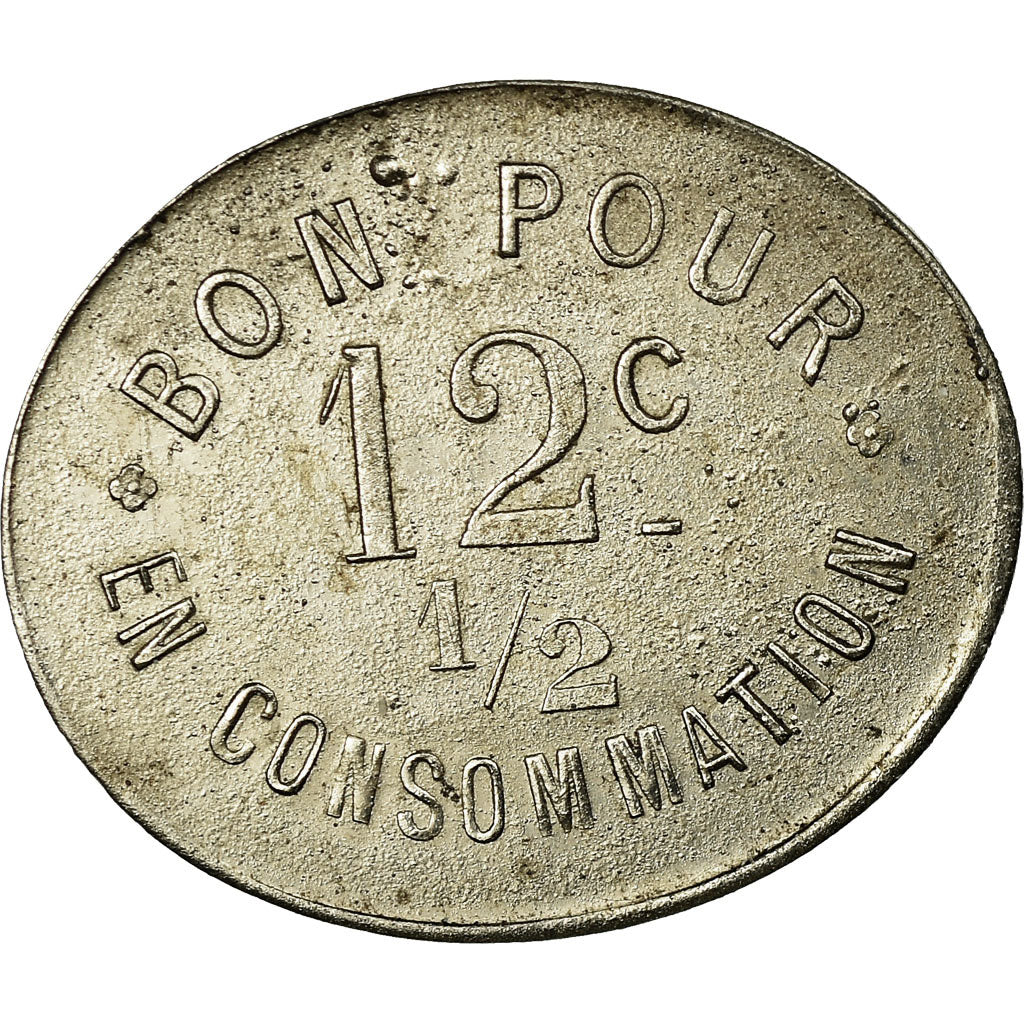 Munten, Frankrijk, Café DUPLANIL, L'Horme, 12-1/2 Centimes, ZF+, Nickel plated