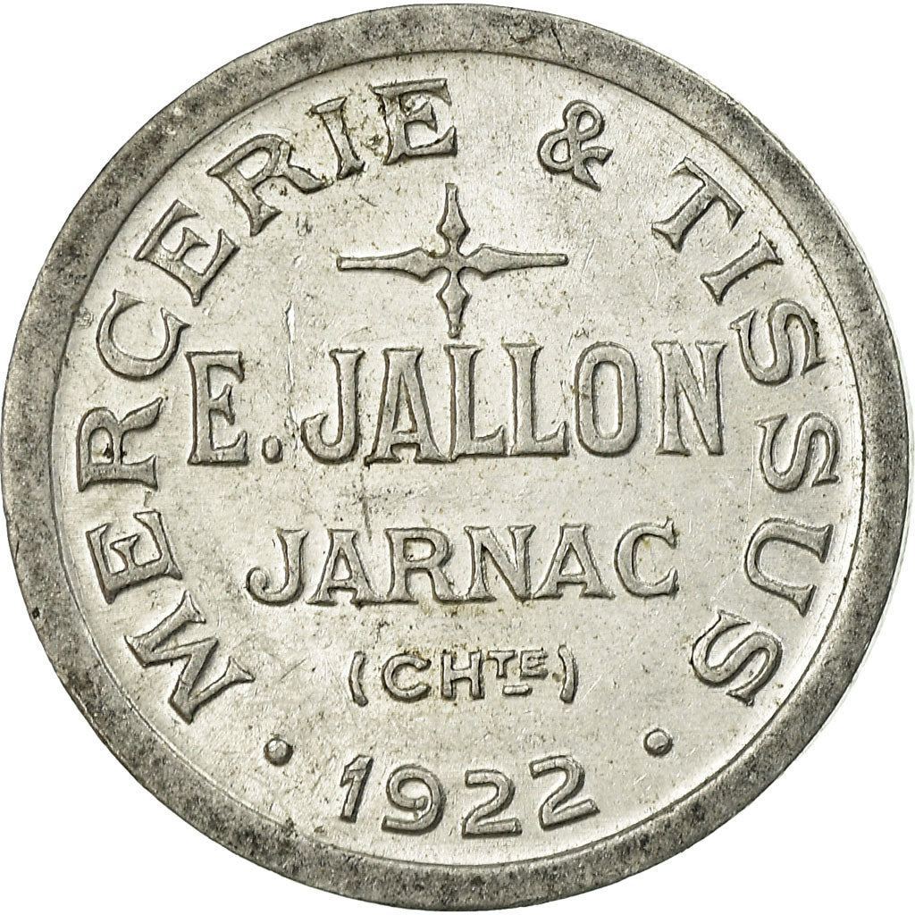 Monnaie, France, Mercerie et Tissus, E. JALLON, Jarnac, 5 Centimes, 1922, SUP