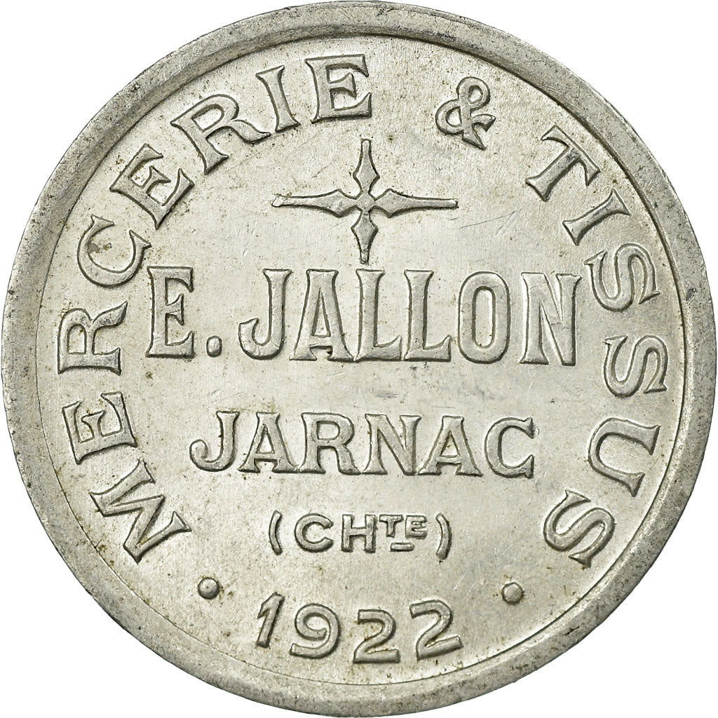 Moneda, Francia, Mercerie et Tissus, E. JALLON, Jarnac, 25 Centimes, 1922, EBC+
