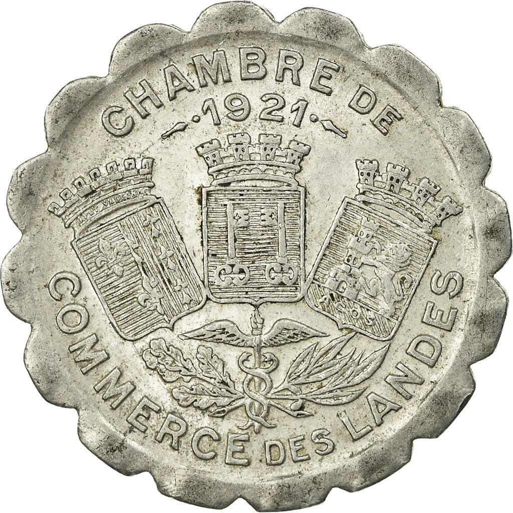 Moneta, Francia, Chambre de Commerce, Landes, 25 Centimes, 1921, BB+, Alluminio