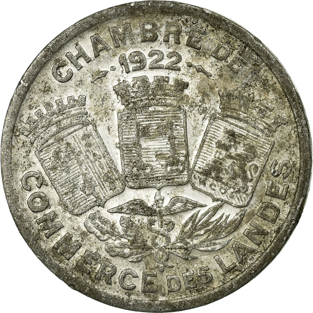 Moneta, Francia, Chambre de Commerce, Landes, 5 Centimes, 1922, BB, Alluminio