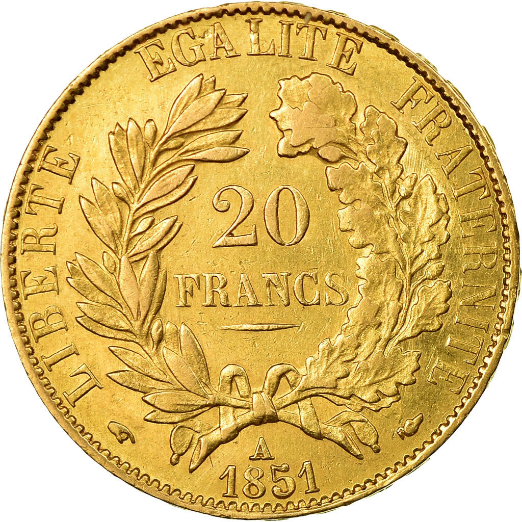 Munten, Frankrijk, Cérès, 20 Francs, 1851, Paris, ZF+, Goud, KM:762