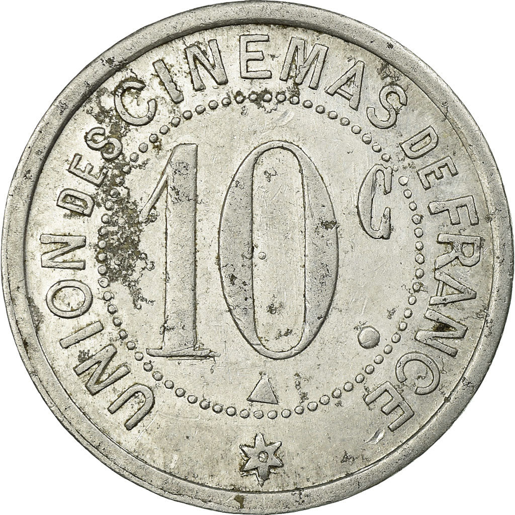 Moeda, França, Union des Cinémas de France, Paris, 10 Centimes, AU(50-53)